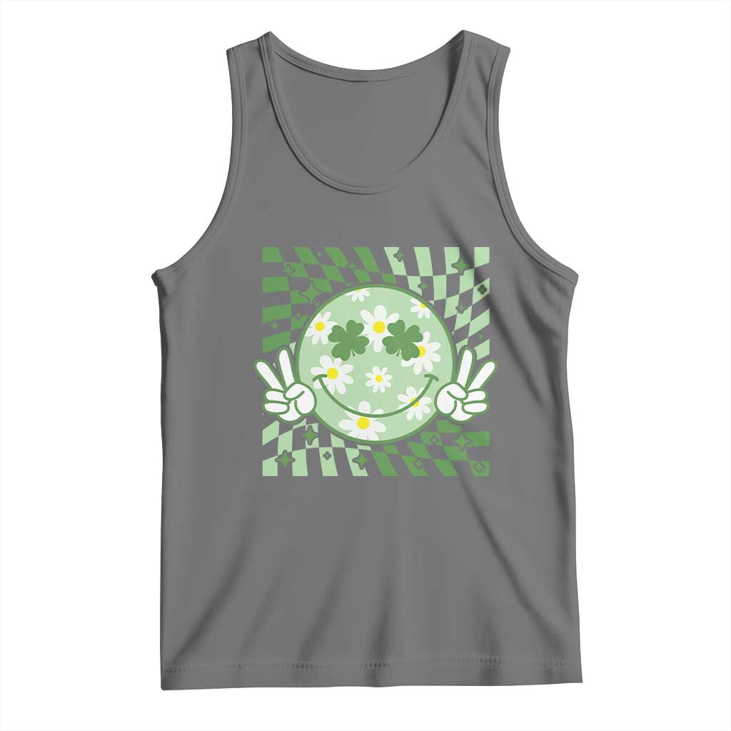 Retro Groovy Shamrock Smile Face St Patricks Day Tank Top