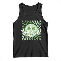 Retro Groovy Shamrock Smile Face St Patricks Day Tank Top
