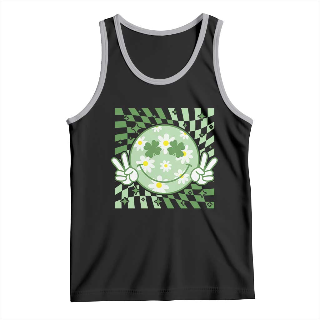 Retro Groovy Shamrock Smile Face St Patricks Day Tank Top