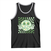 Retro Groovy Shamrock Smile Face St Patricks Day Tank Top