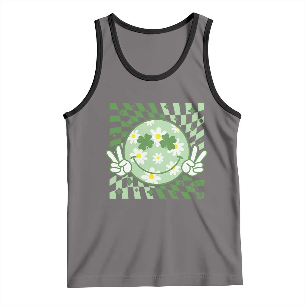 Retro Groovy Shamrock Smile Face St Patricks Day Tank Top