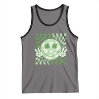 Retro Groovy Shamrock Smile Face St Patricks Day Tank Top