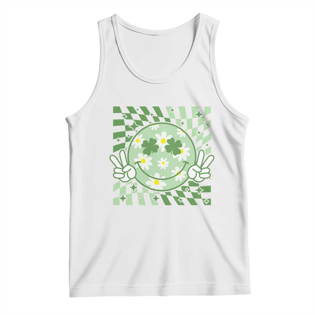 Retro Groovy Shamrock Smile Face St Patricks Day Tank Top