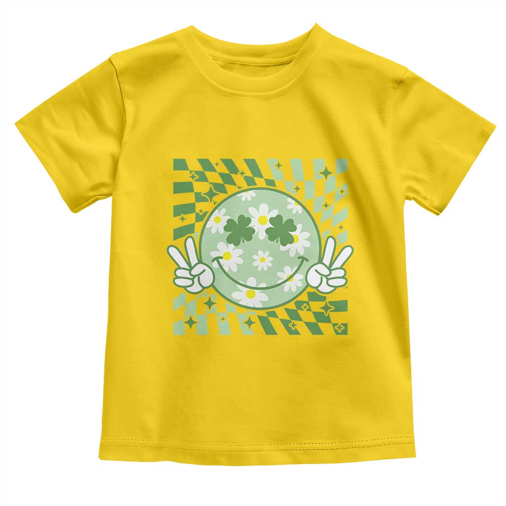 Retro Groovy Shamrock Smile Face St Patricks Day Toddler T Shirt
