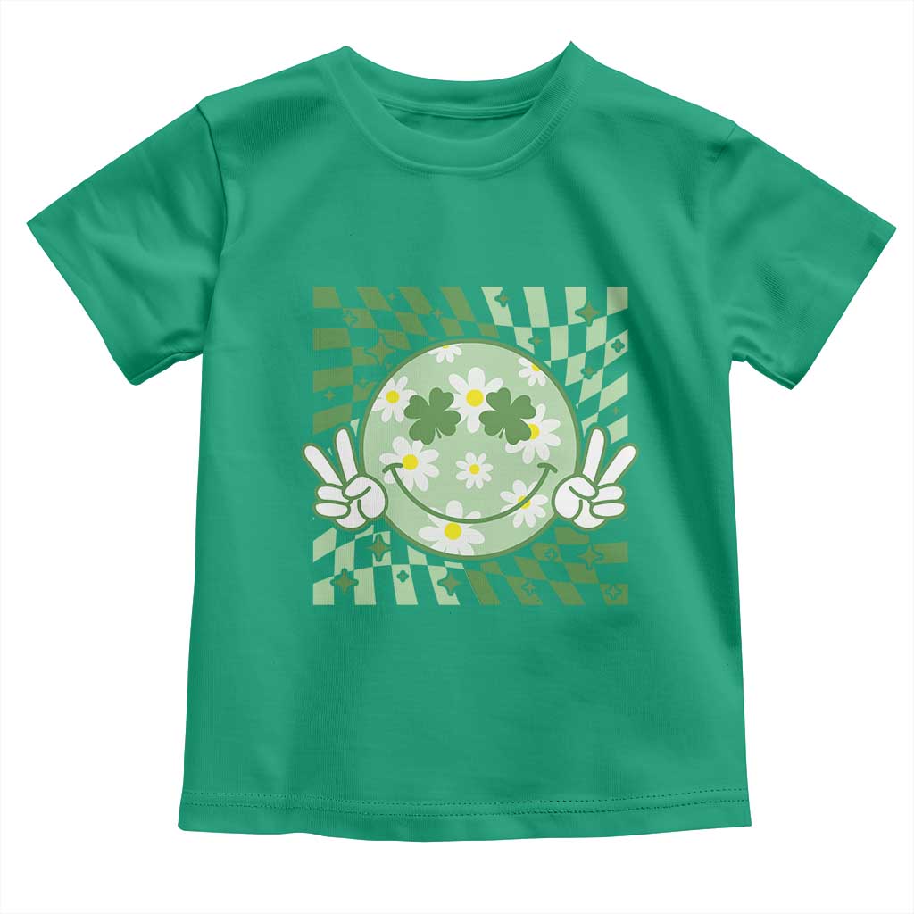 Retro Groovy Shamrock Smile Face St Patricks Day Toddler T Shirt