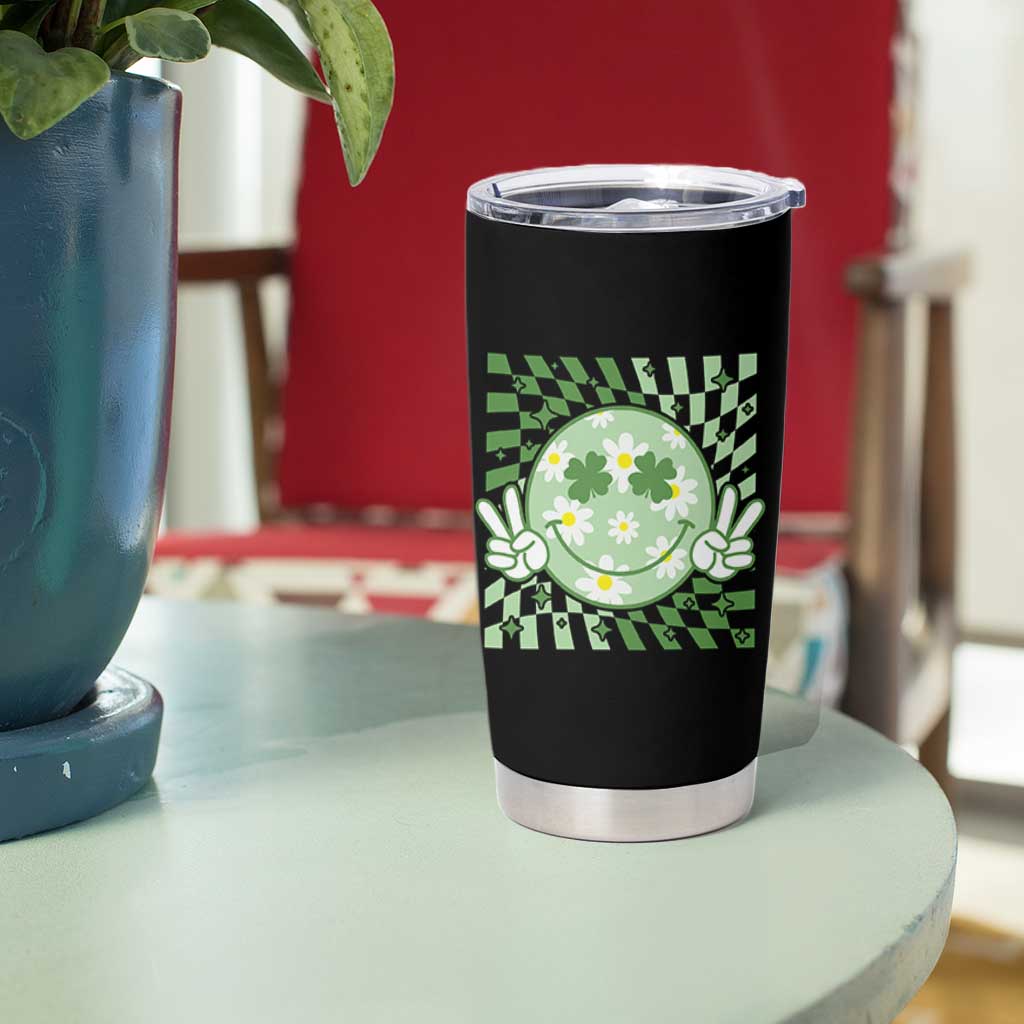 Retro Groovy Shamrock Smile Face St Patricks Day Tumbler Cup