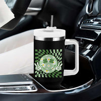 Retro Groovy Shamrock Smile Face St Patricks Day Tumbler With Handle