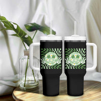 Retro Groovy Shamrock Smile Face St Patricks Day Tumbler With Handle
