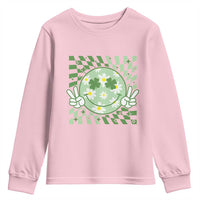 Retro Groovy Shamrock Smile Face St Patricks Day Youth Sweatshirt