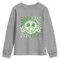 Retro Groovy Shamrock Smile Face St Patricks Day Youth Sweatshirt