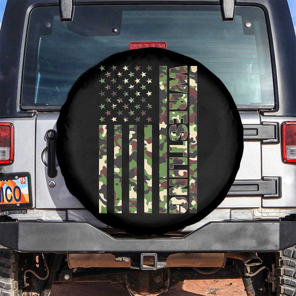 Wrestling American Flag Camo Wrestler Spare Tire Cover