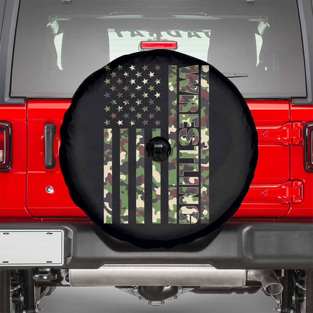 Wrestling American Flag Camo Wrestler Spare Tire Cover