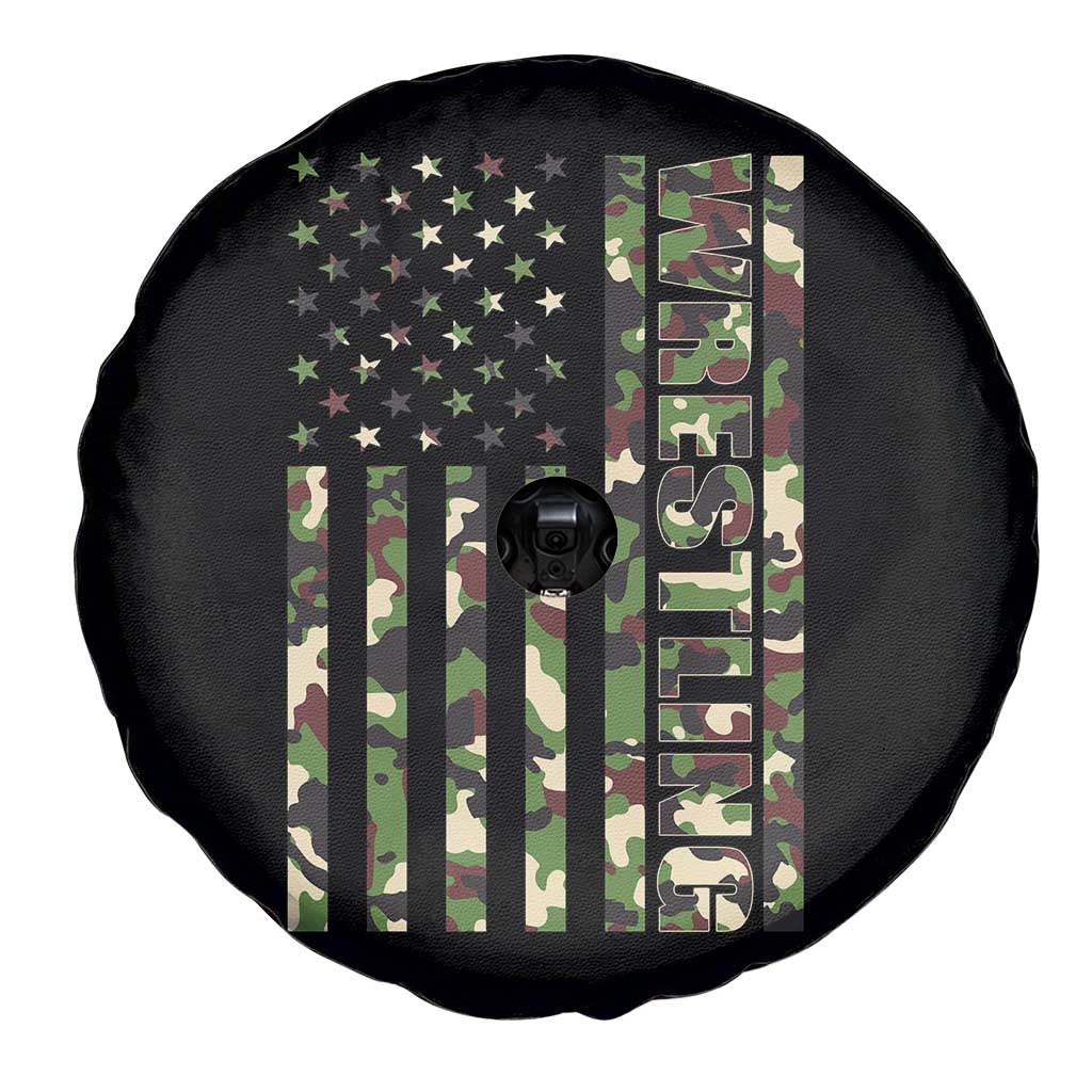 Wrestling American Flag Camo Wrestler Spare Tire Cover