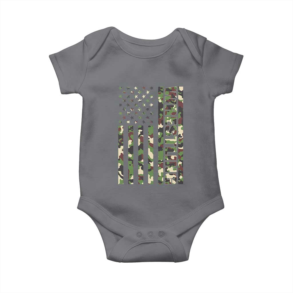 Wrestling American Flag Camo Wrestler Baby Onesie