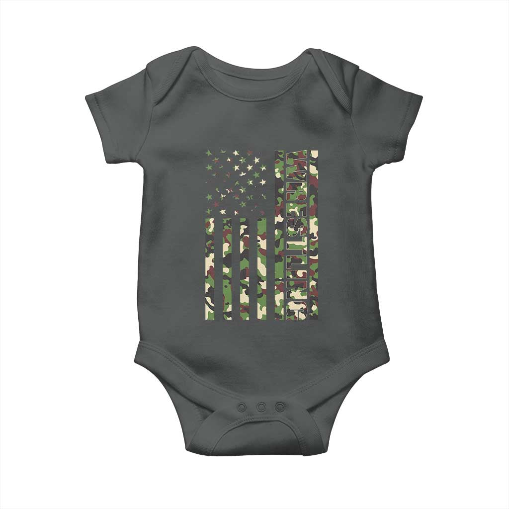 Wrestling American Flag Camo Wrestler Baby Onesie