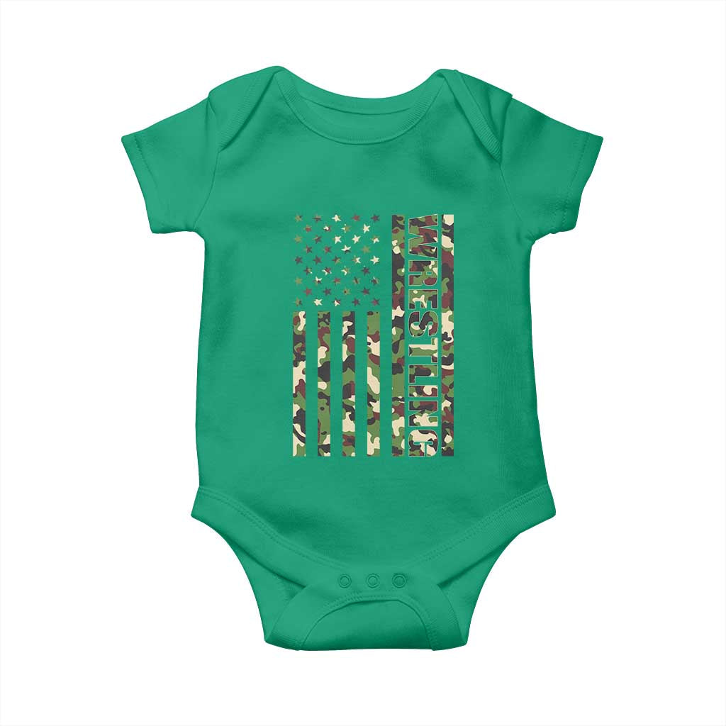 Wrestling American Flag Camo Wrestler Baby Onesie