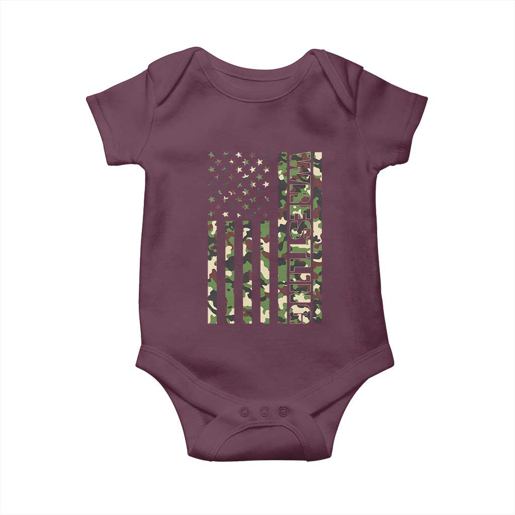 Wrestling American Flag Camo Wrestler Baby Onesie