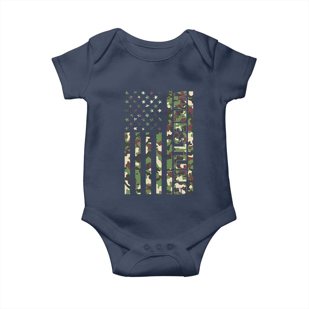 Wrestling American Flag Camo Wrestler Baby Onesie