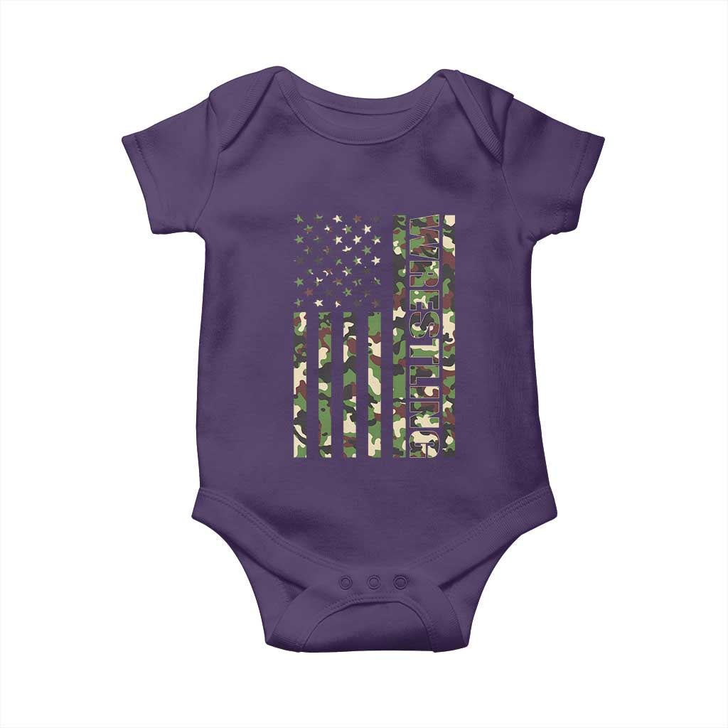 Wrestling American Flag Camo Wrestler Baby Onesie
