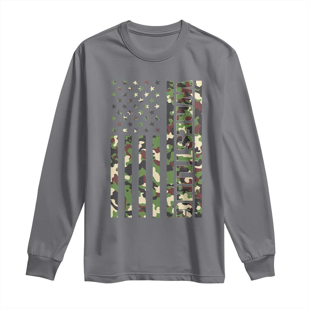 Wrestling American Flag Camo Wrestler Long Sleeve Shirt