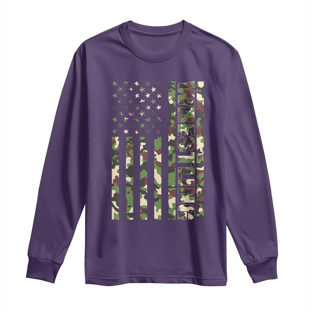 Wrestling American Flag Camo Wrestler Long Sleeve Shirt