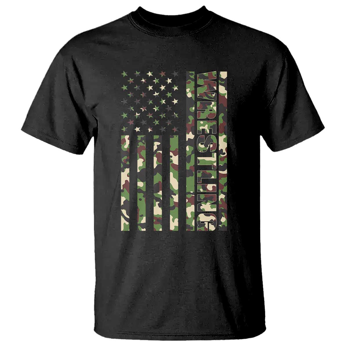 Wrestling American Flag Camo Wrestler T Shirt