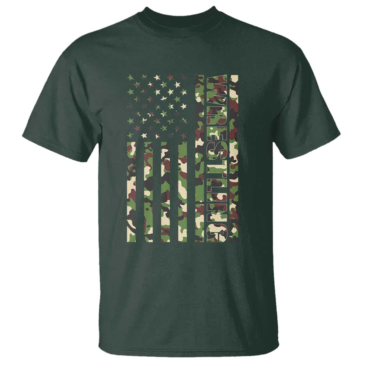 Wrestling American Flag Camo Wrestler T Shirt