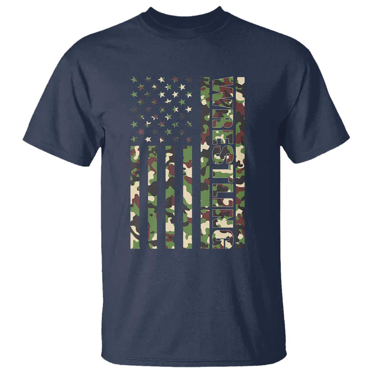 Wrestling American Flag Camo Wrestler T Shirt