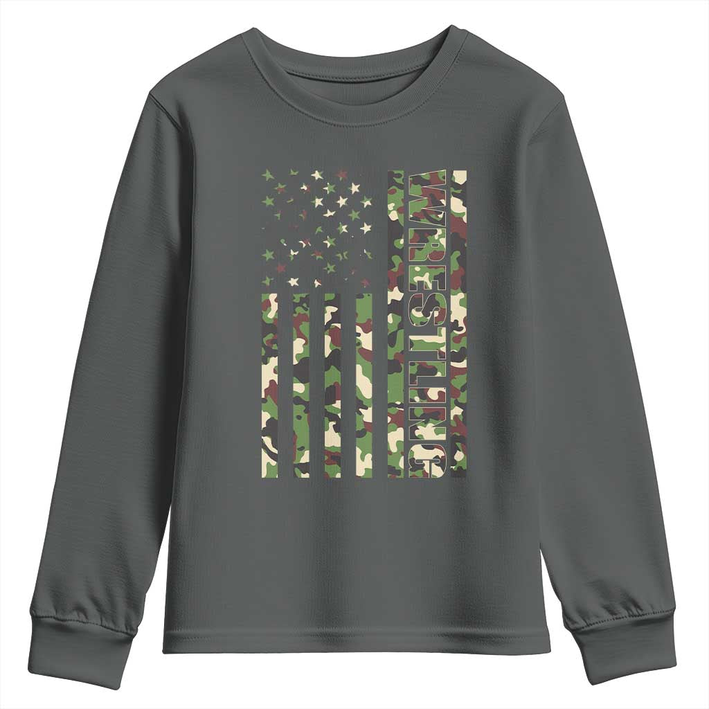 Wrestling American Flag Camo Wrestler Youth Sweatshirt