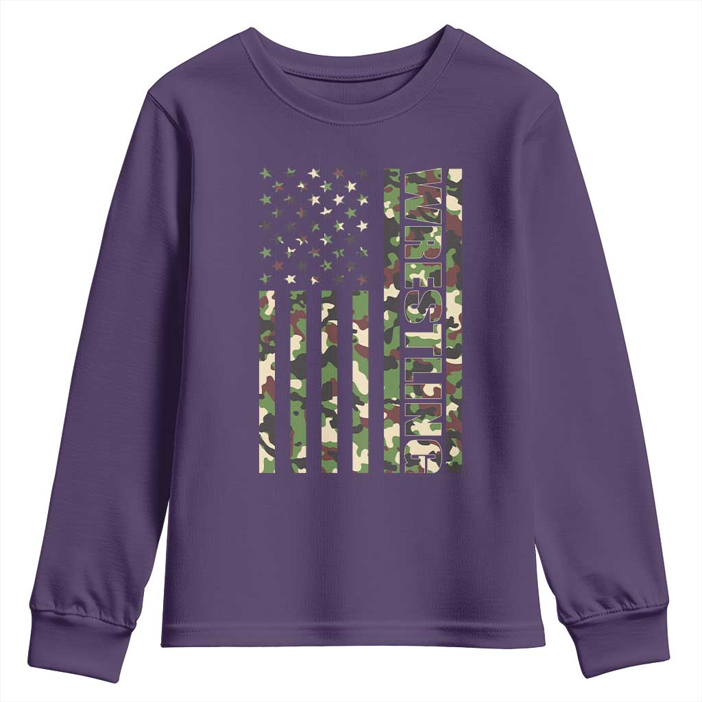 Wrestling American Flag Camo Wrestler Youth Sweatshirt