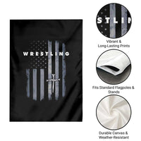 Christian Wrestling Garden Flag Wrestler Faith Strength US USA Flag Christ Cross