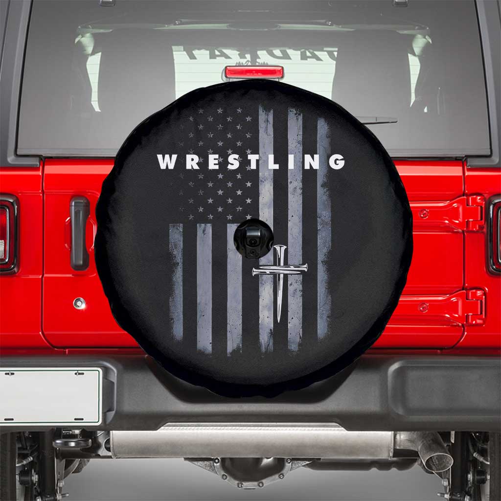 Christian Wrestling Spare Tire Cover Wrestler Faith Strength US USA Flag Christ Cross
