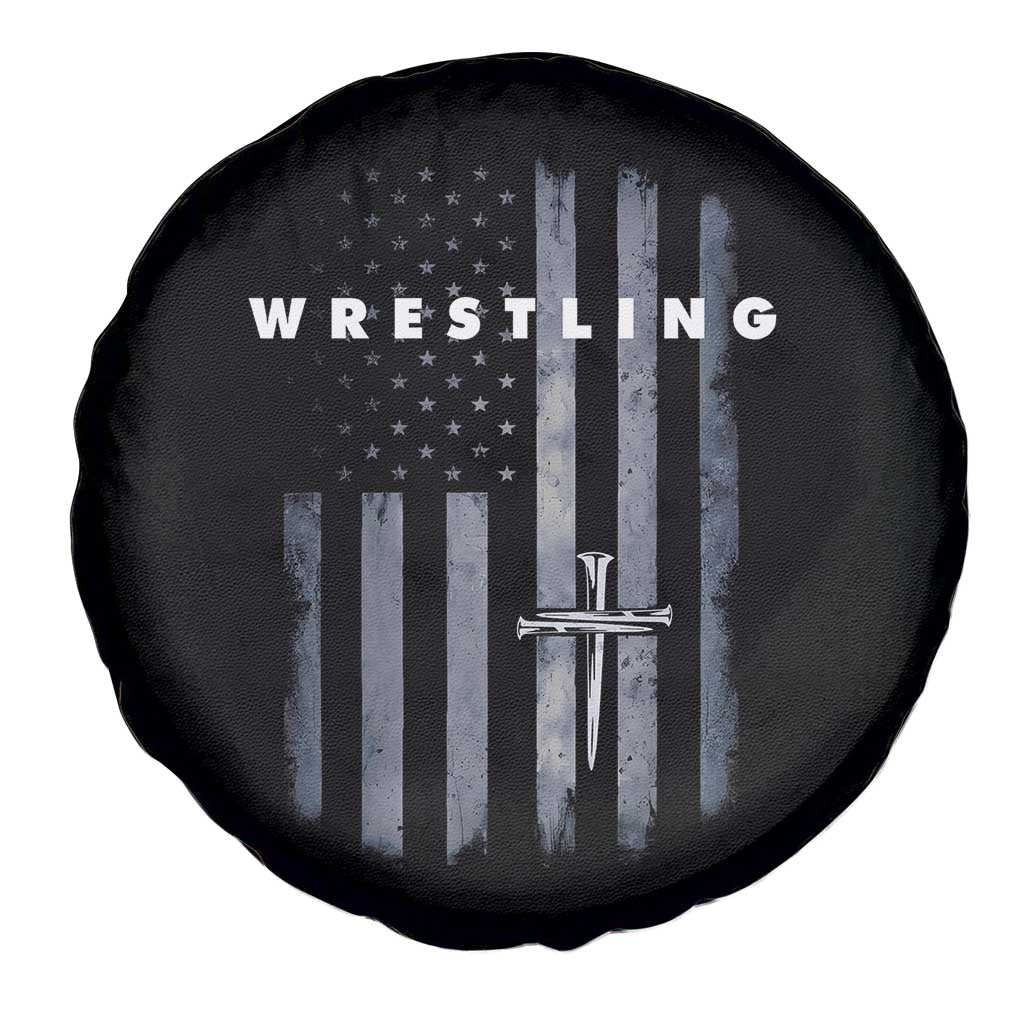 Christian Wrestling Spare Tire Cover Wrestler Faith Strength US USA Flag Christ Cross