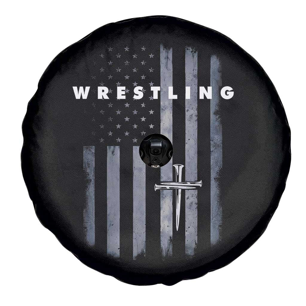 Christian Wrestling Spare Tire Cover Wrestler Faith Strength US USA Flag Christ Cross