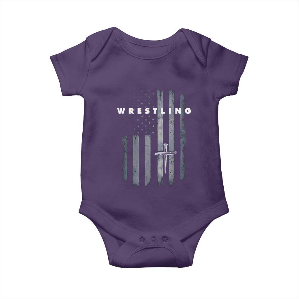 Christian Wrestling Baby Onesie Wrestler Faith Strength US USA Flag Christ Cross