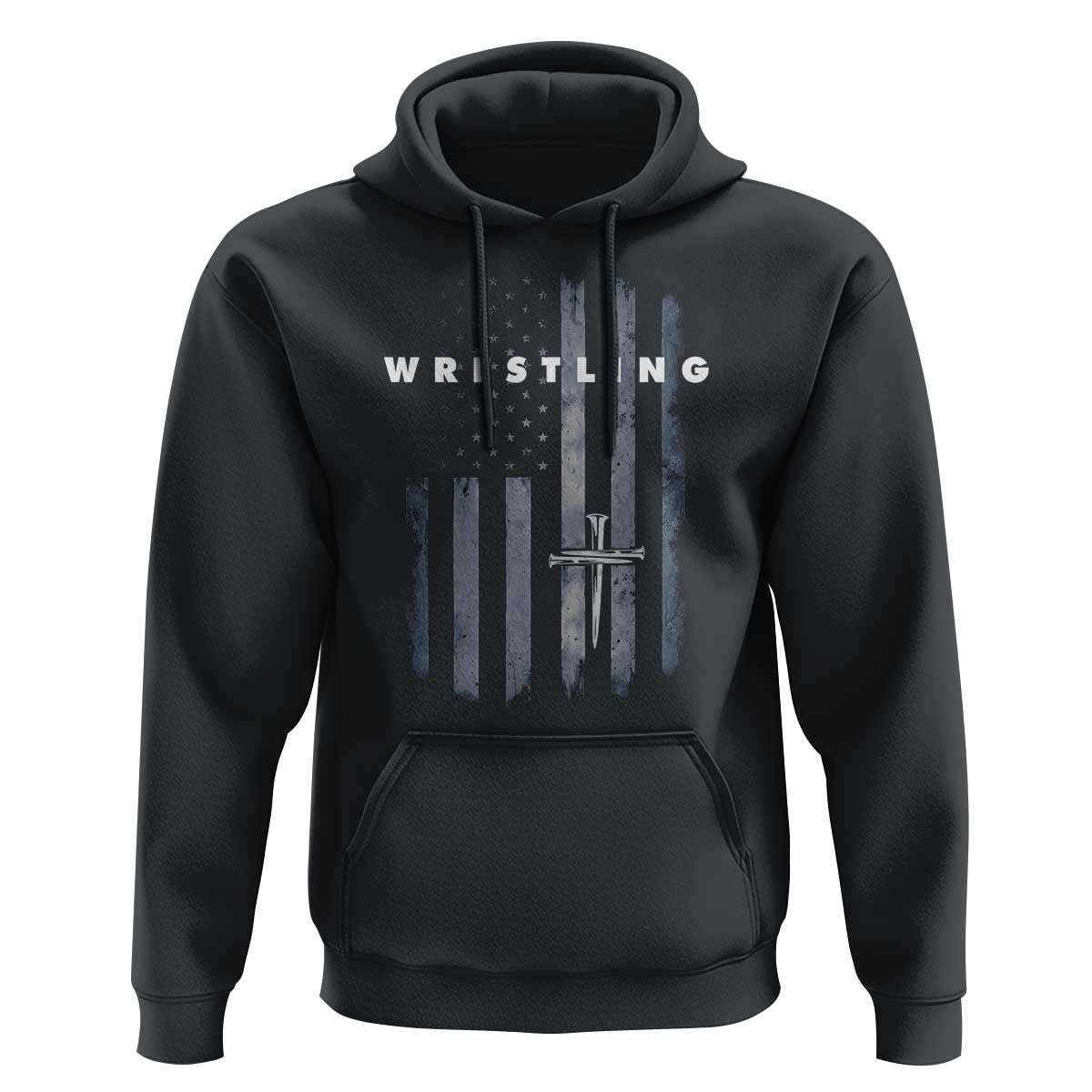 Christian Wrestling Hoodie Wrestler Faith Strength US USA Flag Christ Cross