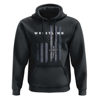 Christian Wrestling Hoodie Wrestler Faith Strength US USA Flag Christ Cross