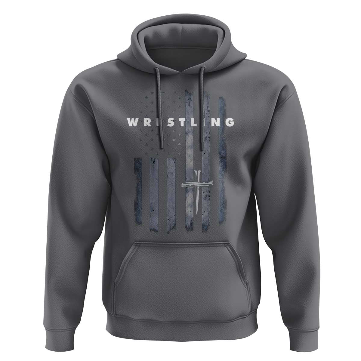 Christian Wrestling Hoodie Wrestler Faith Strength US USA Flag Christ Cross