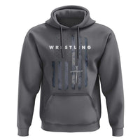 Christian Wrestling Hoodie Wrestler Faith Strength US USA Flag Christ Cross