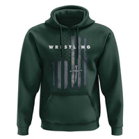 Christian Wrestling Hoodie Wrestler Faith Strength US USA Flag Christ Cross