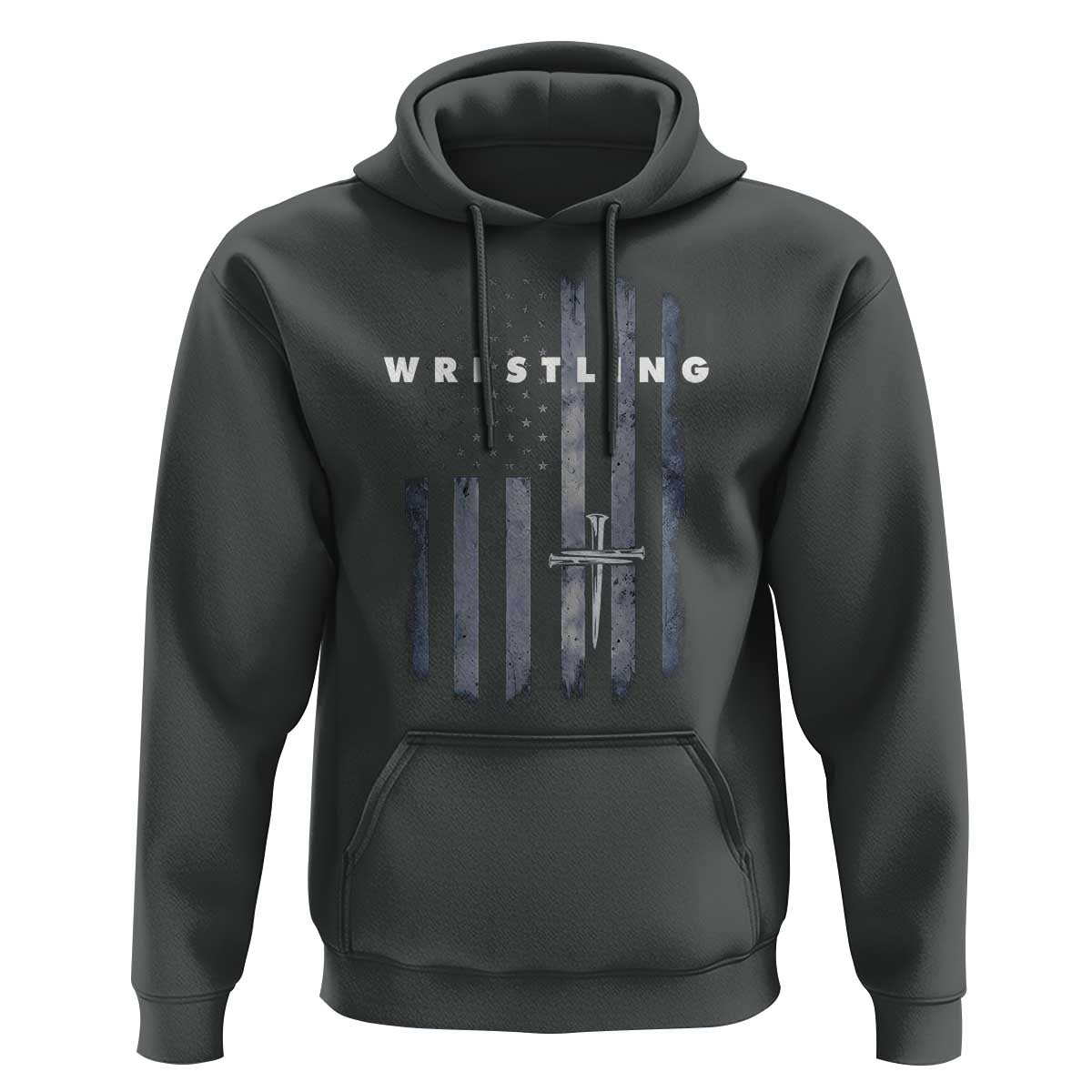 Christian Wrestling Hoodie Wrestler Faith Strength US USA Flag Christ Cross