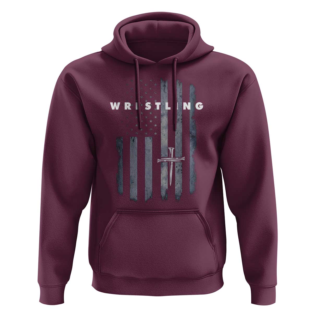 Christian Wrestling Hoodie Wrestler Faith Strength US USA Flag Christ Cross