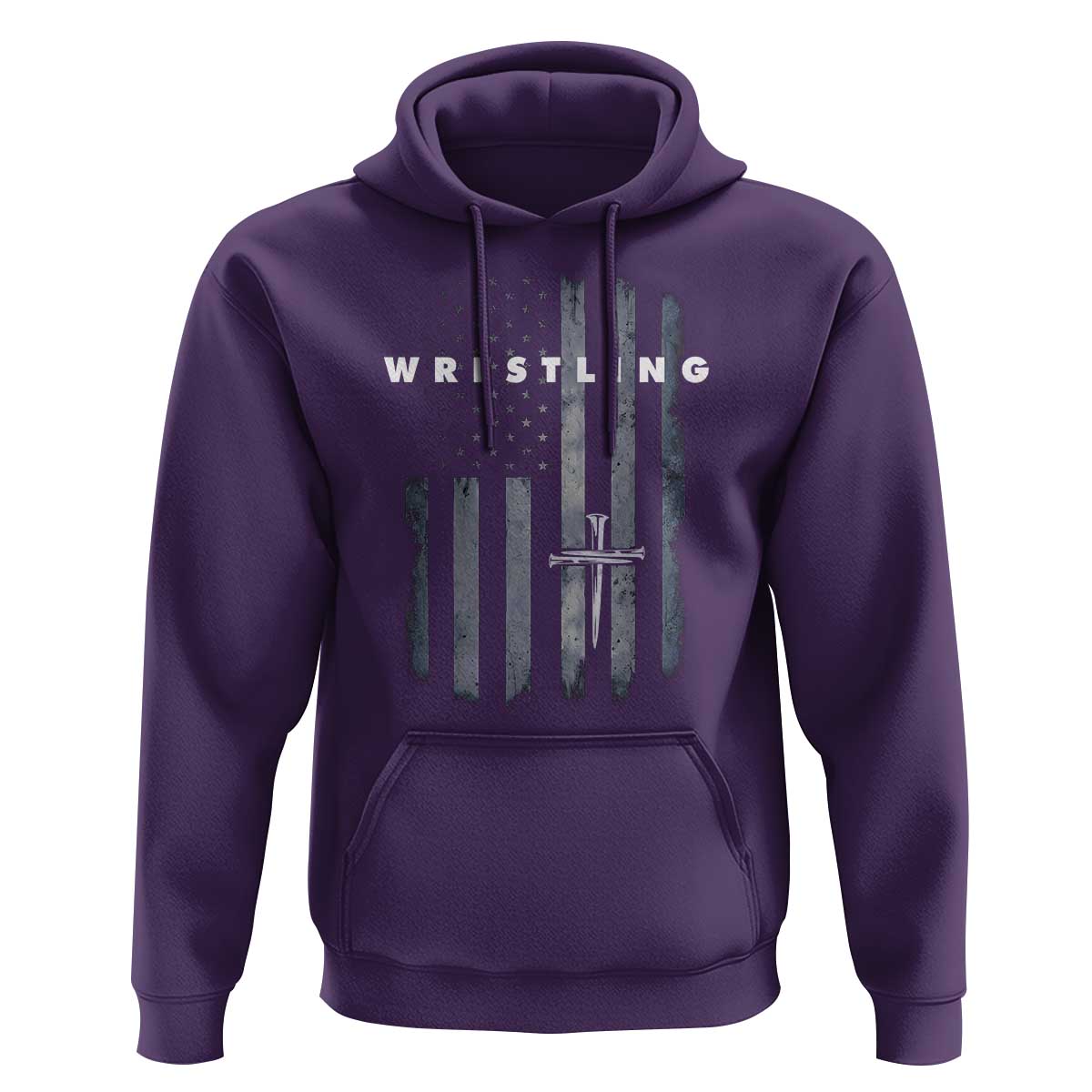 Christian Wrestling Hoodie Wrestler Faith Strength US USA Flag Christ Cross