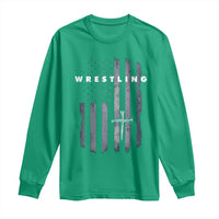 Christian Wrestling Long Sleeve Shirt Wrestler Faith Strength US USA Flag Christ Cross