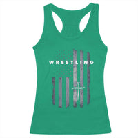 Christian Wrestling Racerback Tank Top Wrestler Faith Strength US USA Flag Christ Cross