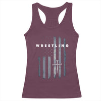 Christian Wrestling Racerback Tank Top Wrestler Faith Strength US USA Flag Christ Cross