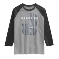 Christian Wrestling Raglan Shirt Wrestler Faith Strength US USA Flag Christ Cross