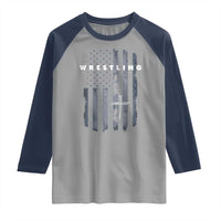Christian Wrestling Raglan Shirt Wrestler Faith Strength US USA Flag Christ Cross