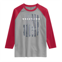 Christian Wrestling Raglan Shirt Wrestler Faith Strength US USA Flag Christ Cross