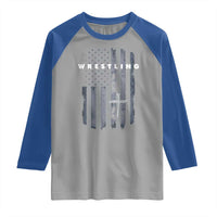 Christian Wrestling Raglan Shirt Wrestler Faith Strength US USA Flag Christ Cross